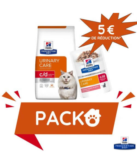 Pack Hill's Chat C/D Urinary Stress Multicare Poisson / Poulet