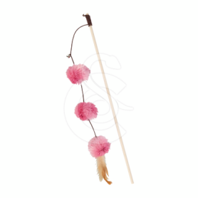 Jouet chat Trixie : Canne à pêche avec balles pompon