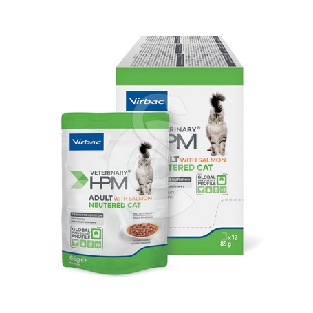 Veterinary HPM Cat Adult Neutered Salmon Bouch. Sach.re. New