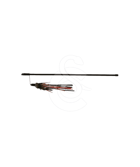 Jouet chat : canne à pêche plumes et cuir