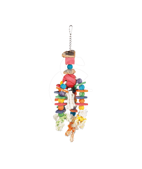 Jouet oiseau : jouet naturel en bois, corde et liège