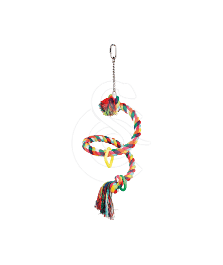 Jouet oiseau : perchoir spirale en corde