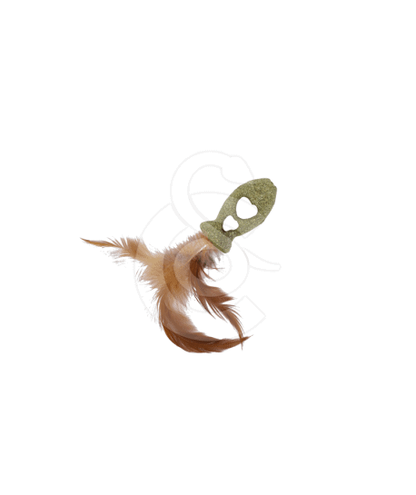 Jouet chat Wouapy : poisson en herbe à chat à plumes