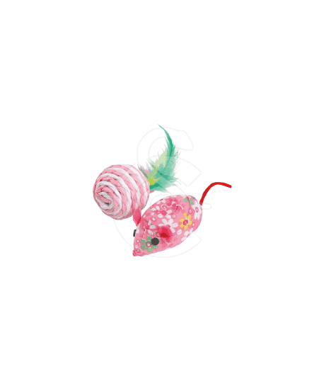 Jouet chat Wouapy : balle à plumes et souris